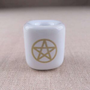 White Gold Pentacle Chime Candle Holder