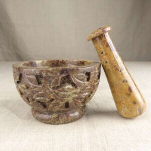 Floral Stone Mortar and Pestle