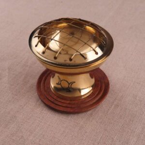 Brass Triple Moon Engraved Incense Burner
