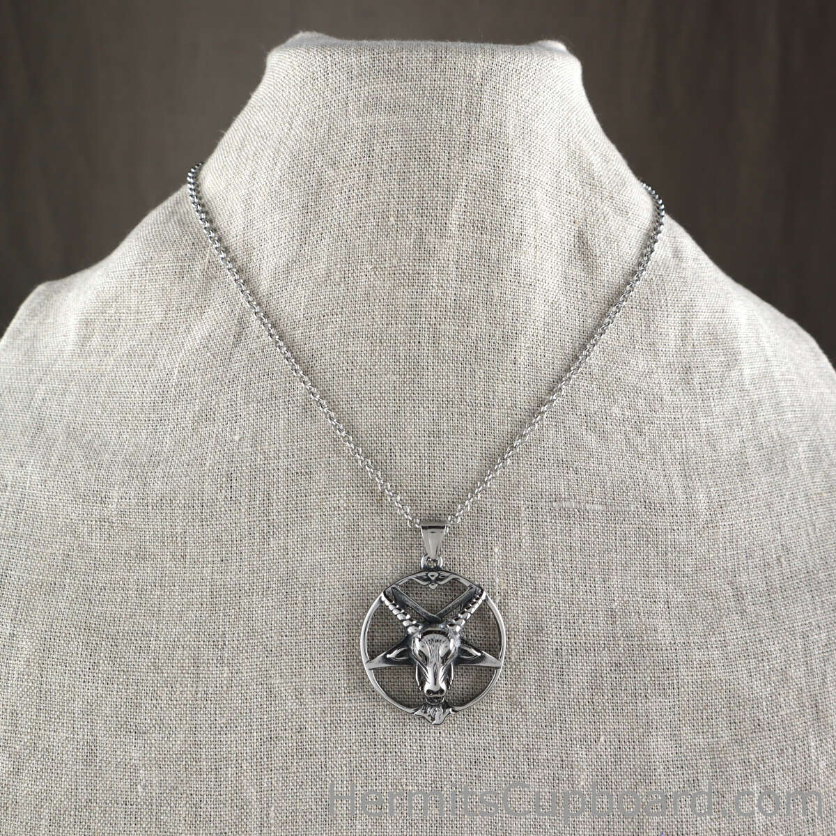 Satanist Inverted Baphomet Pentagram necklace hanging