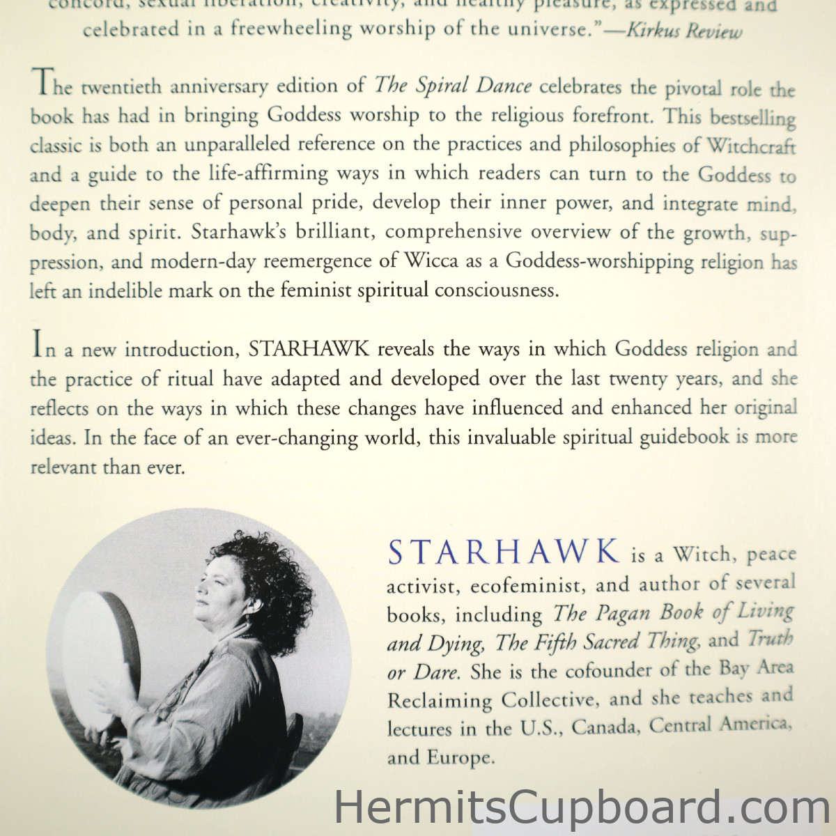 The Spiral Dance: A rebirth of the ancient religion of the great Goddess by Starhawk book back cover bottom close-up