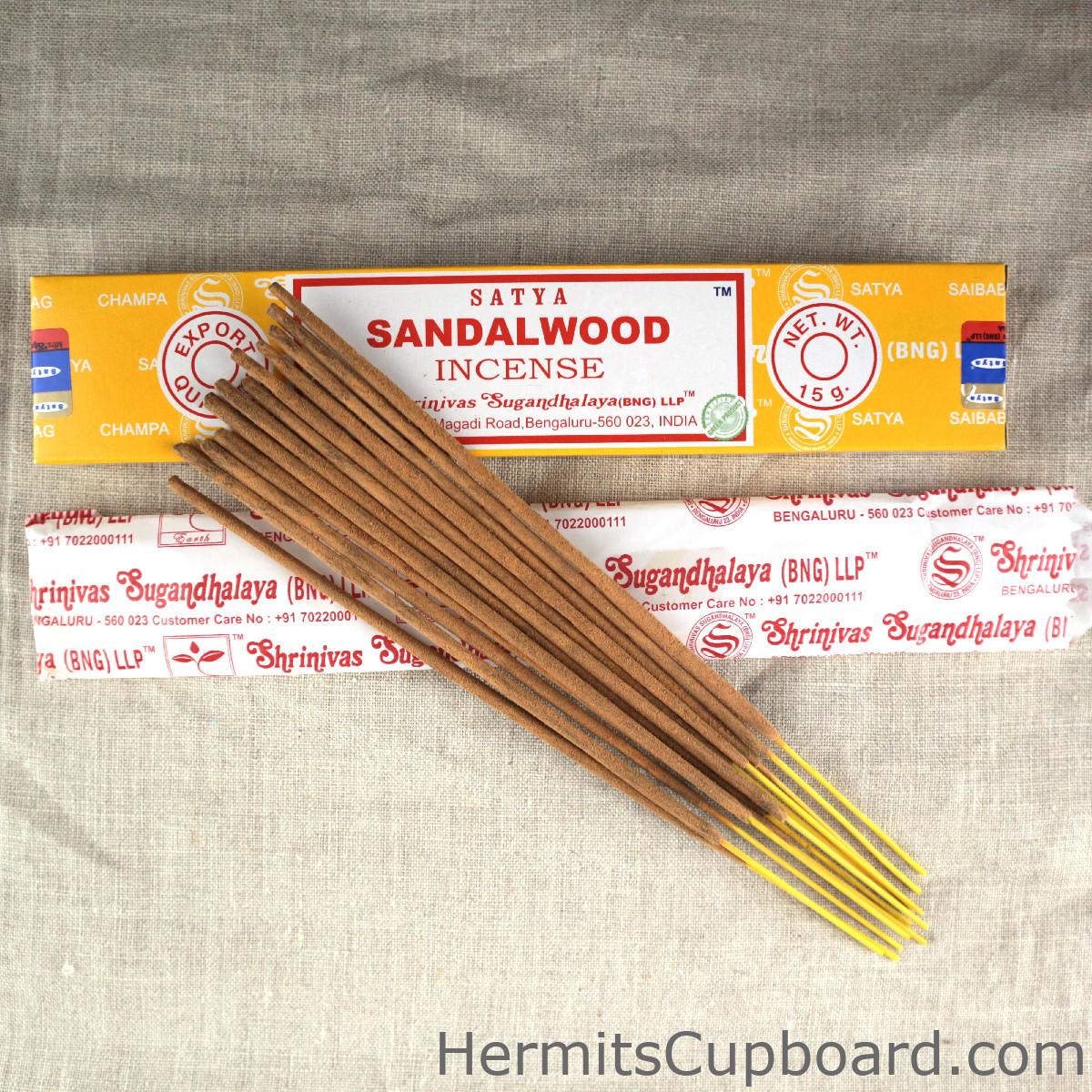 Satya Nag Champa Sandalwood Incense box with incense sticks and protective packaging